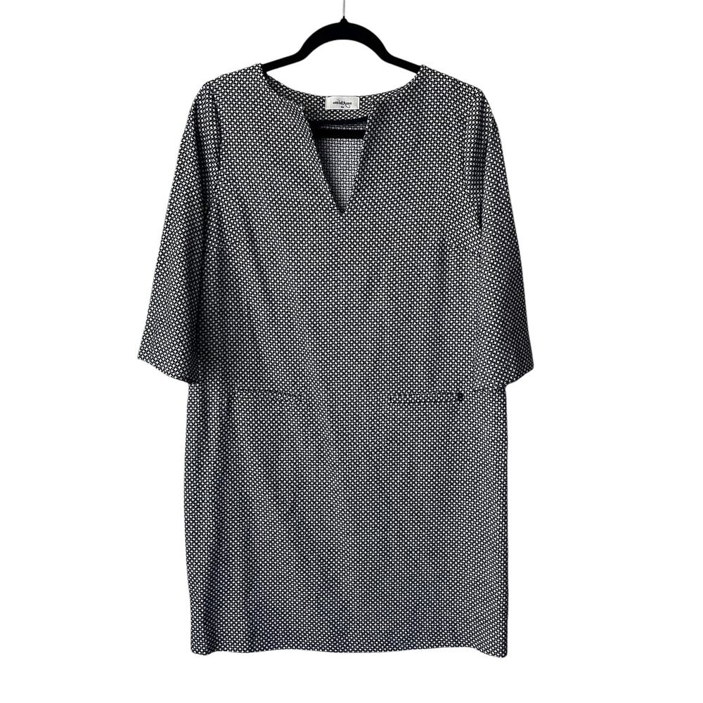Ottod’Ame Women's Geometric Knee Length Dress with 3/4 Sleeve Size 8